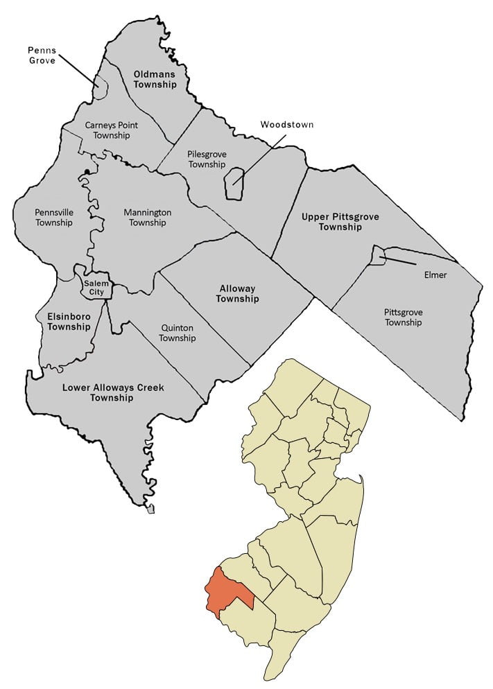 Map of Salem County municipalities